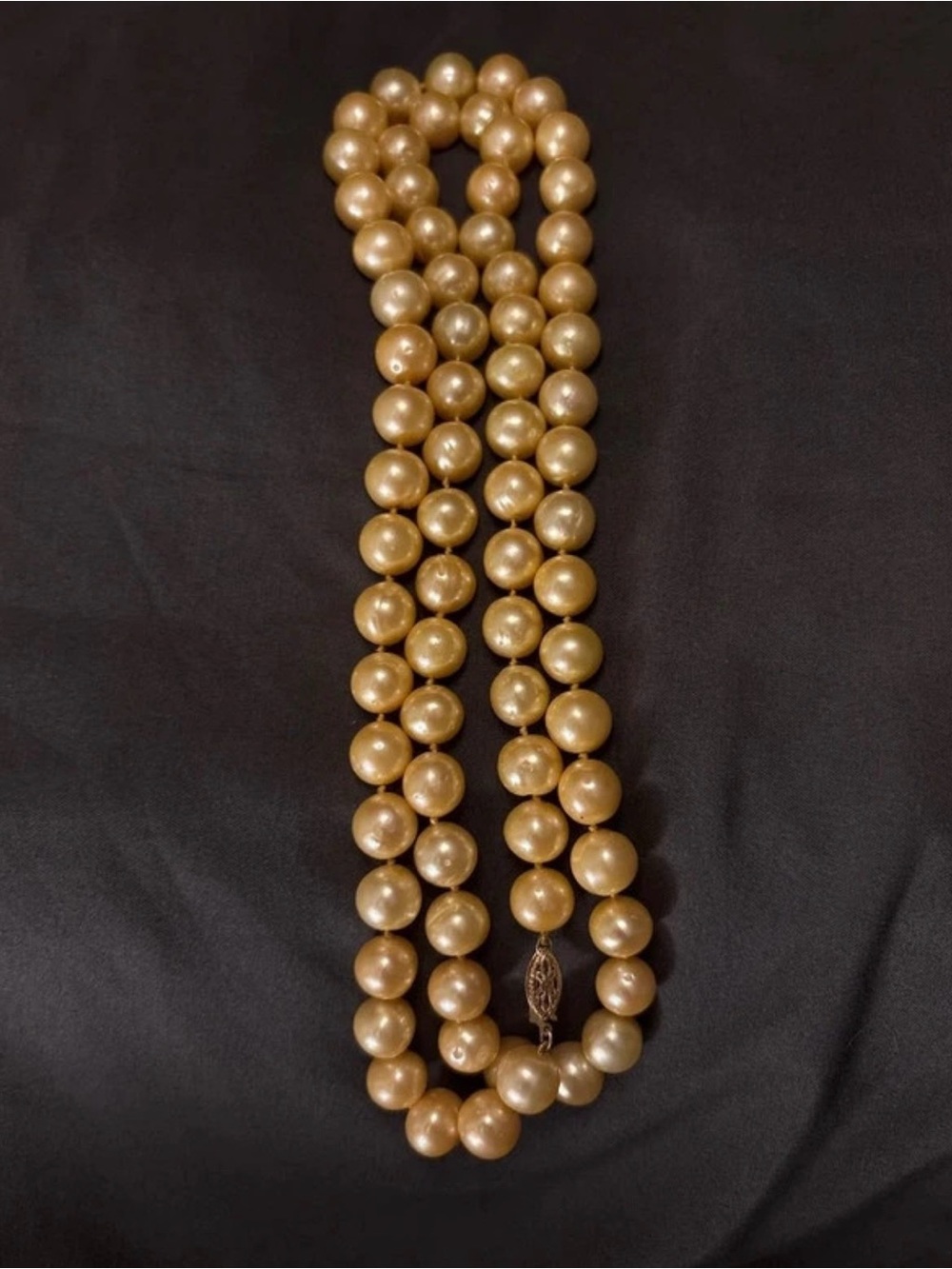 Vintage Gold Pearl Beaded Necklace with 14kt Gold Clasp